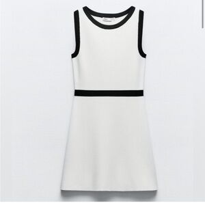 ZARA CONTRASTING PIPING KNIT MINI DRESS